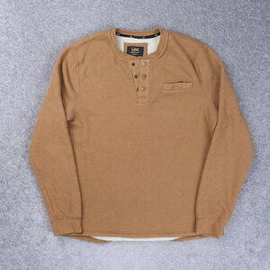 Lee Faux Sherpa Lined 1/4 Snap Medium Brown Long Sleeve Shirt